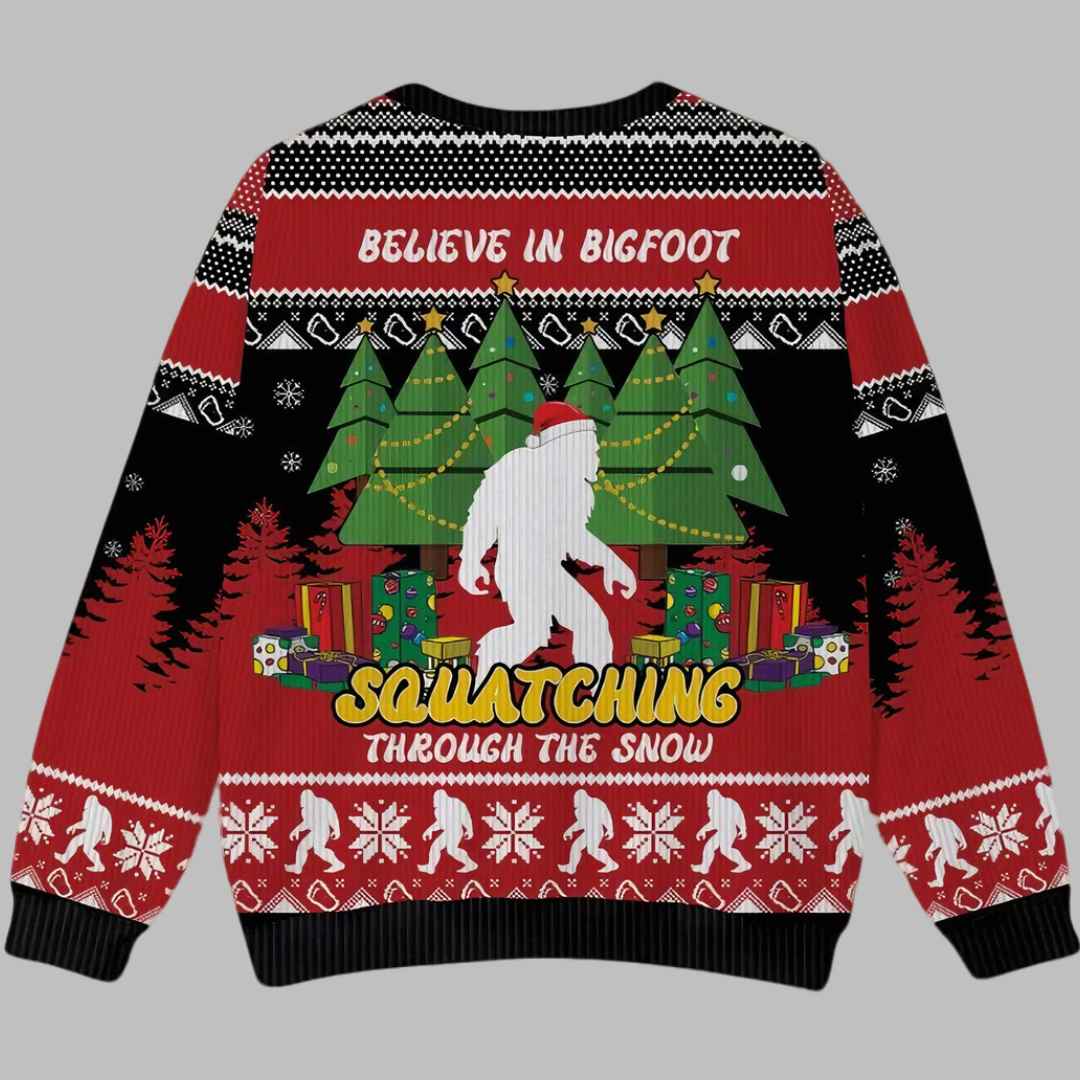 Bigfoot Squatching Through The Snow Ugly Christmas Sweater – Moonbestprint
