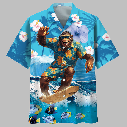 Bigfoot Surfing Hawaiian Shirt - Moonbestprint