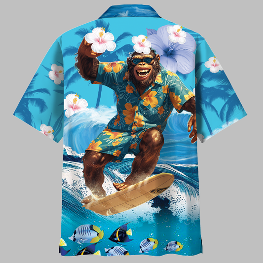 Bigfoot Surfing Hawaiian Shirt - Moonbestprint