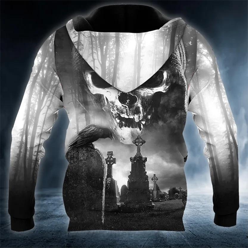 Black And White The Hunt Skull 3D Hoodie Moonbestprint