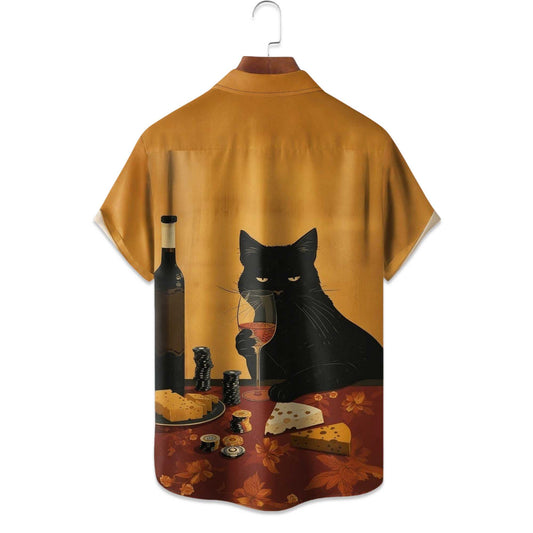Black Cat Chips Cheese Hawaiian Shirt- Moonbestprint