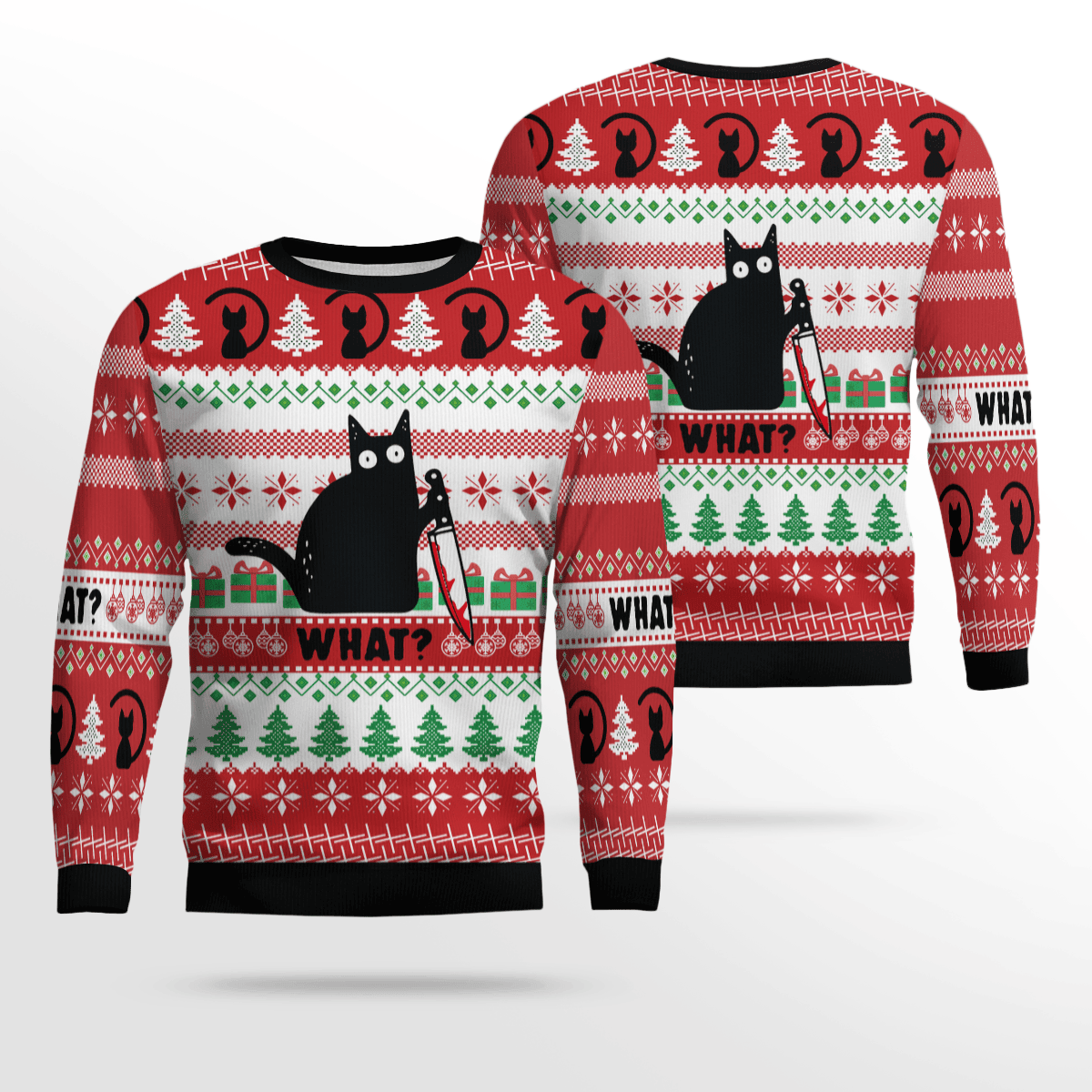 Black Cat What Ugly Christmas Sweater – Moonbestprint