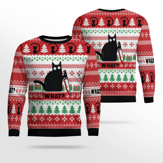 Black Cat What Ugly Christmas Sweater – Moonbestprint