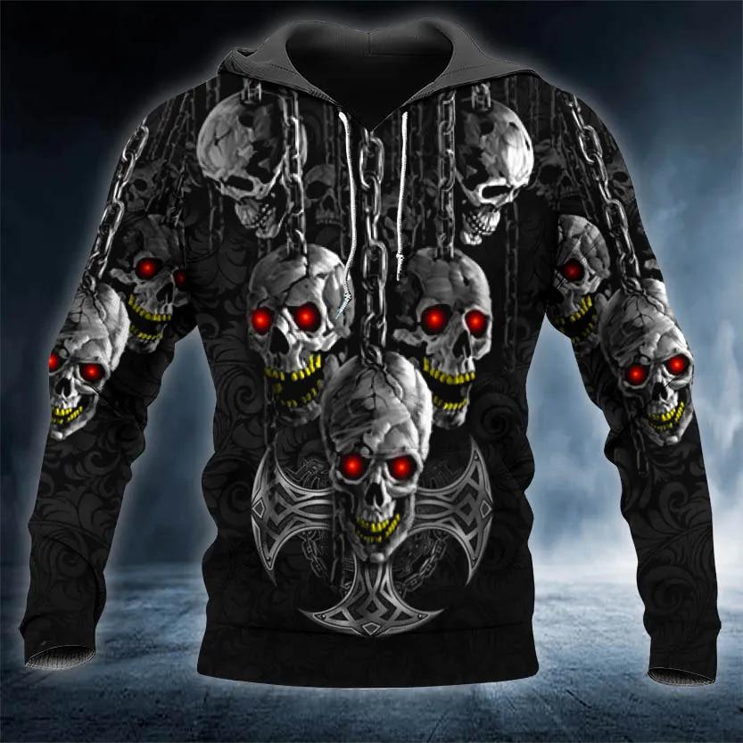 Black Chains Hanging Out Skull 3D Hoodie Moonbestprint