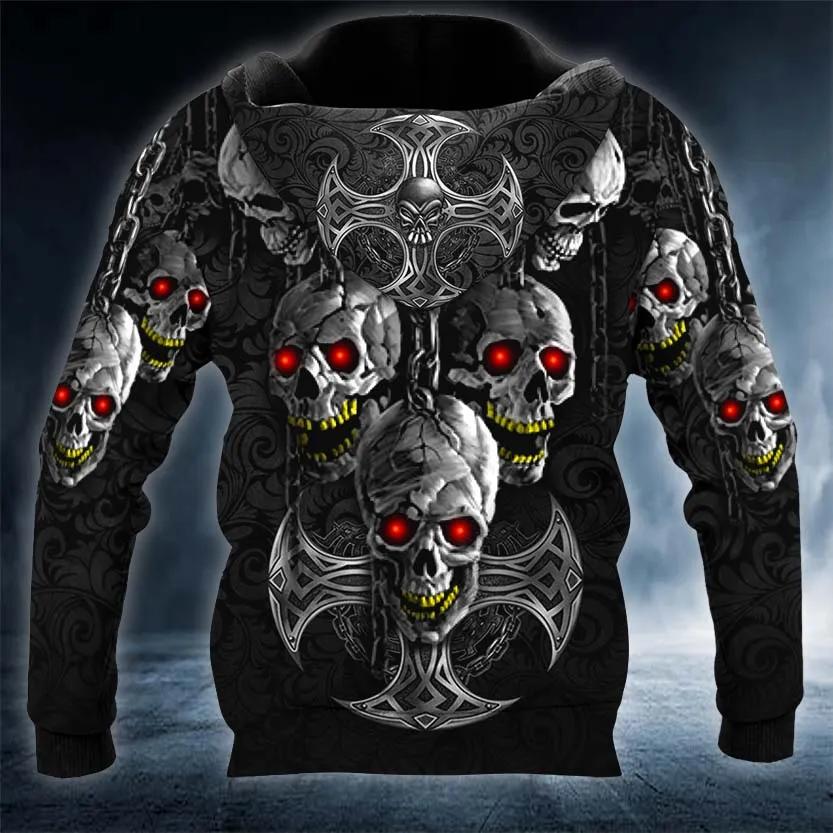 Black Chains Hanging Out Skull 3D Hoodie Moonbestprint