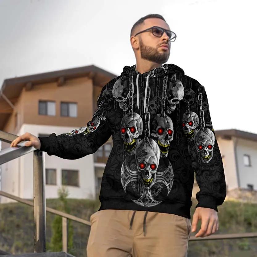 Black Chains Hanging Out Skull 3D Hoodie Moonbestprint