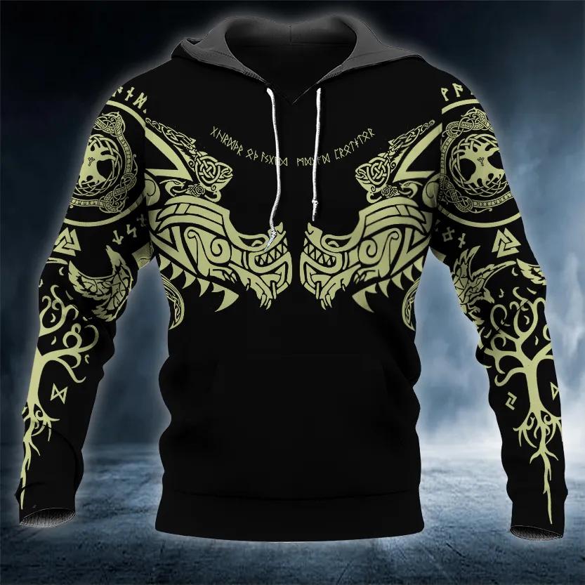 Black Dragons Viking Tattoo 3D Hoodie Moonbestprint