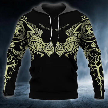Black Dragons Viking Tattoo 3D Hoodie Moonbestprint