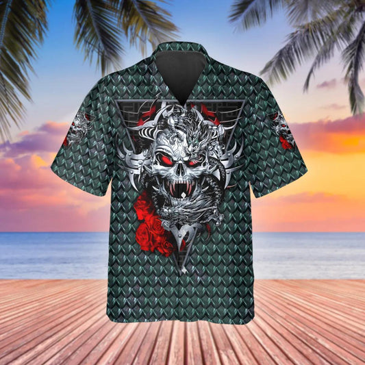 Blue Ghost Skull Hawaiian Shirt, Hawaiian Button Up Shirt, Tropical Shirts For Men Moonbestprint