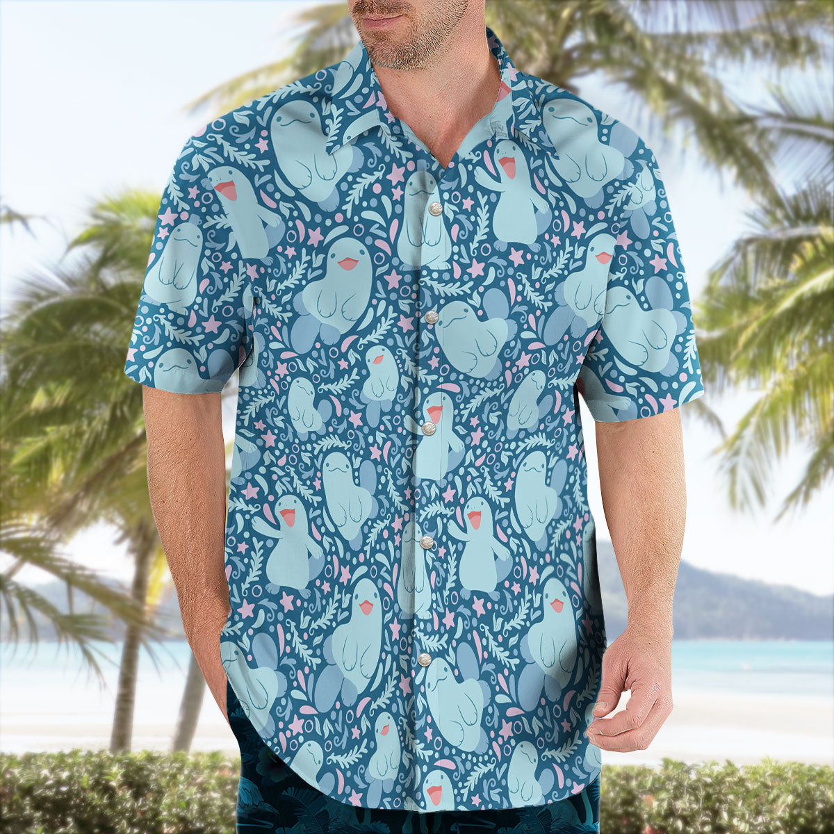 Blue Quagsire Ocean Pattern Pokémon Hawaiian Shirt – Moonbestprint