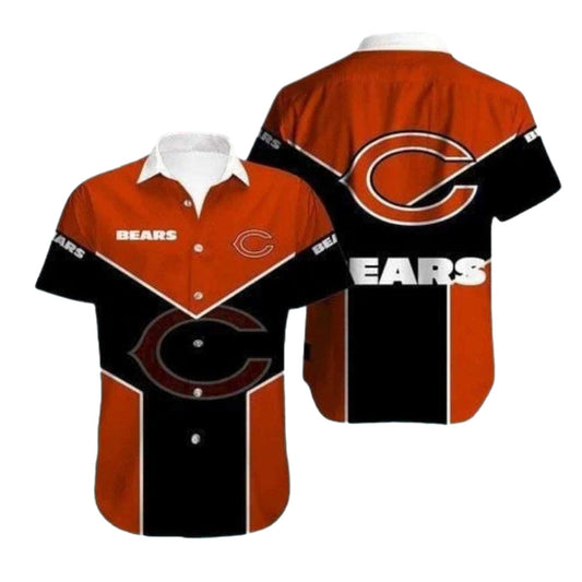 Bold Color Block Chicago Bears Hawaiian Shirt For Game Day - Moonbestprint
