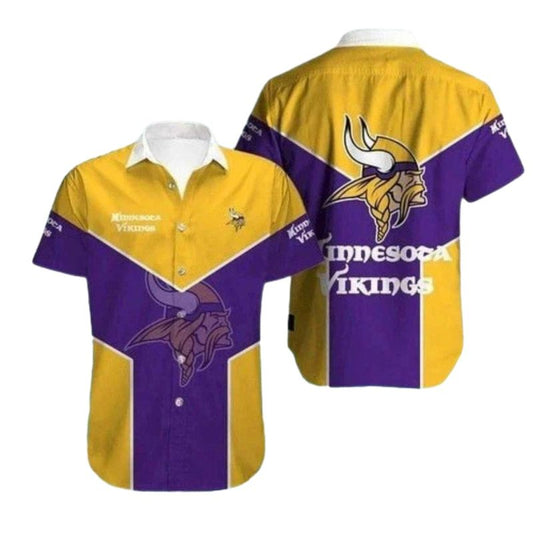 Bold Gold Purple Minnesota Vikings Hawaiian Shirt - Moonbestprint