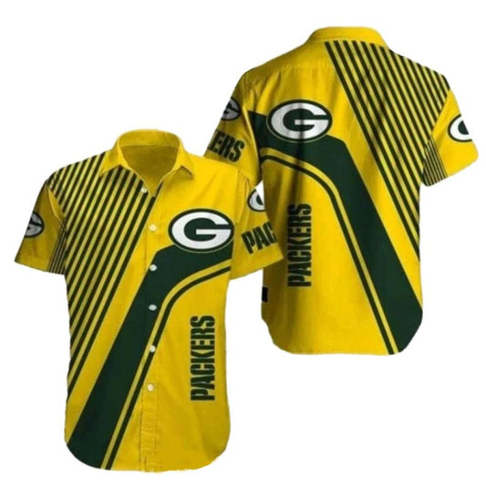Bold Gold And Green Packers Hawaiian Shirt - Moonbestprint