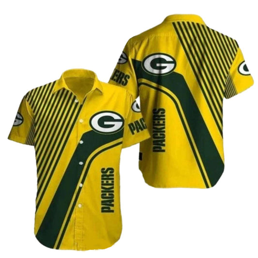 Bold Gold And Green Packers Hawaiian Shirt - Moonbestprint