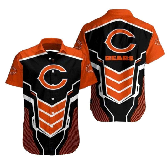 Bold Orange Gridiron Spirit Chicago Bears Hawaiian Shirt For Men - Moonbestprint