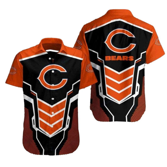 Bold Orange Gridiron Spirit Chicago Bears Hawaiian Shirt For Men - Moonbestprint