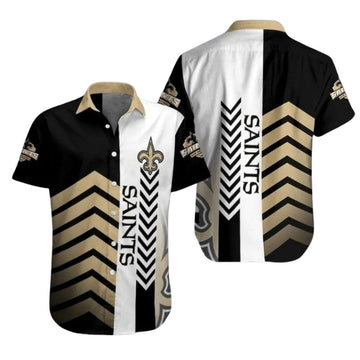 Bold Stripes Saints Pride Black Gold New Orleans Saints Hawaiian Shirt - Moonbestprint