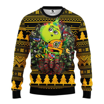 Boston Bruins Grinch Hug Ugly Christmas Sweater, Grinch Xmas Sweater Moonbestprint