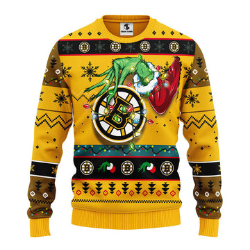 Boston Bruins Grinch Ugly Christmas Sweater, Grinch Xmas Sweater Moonbestprint