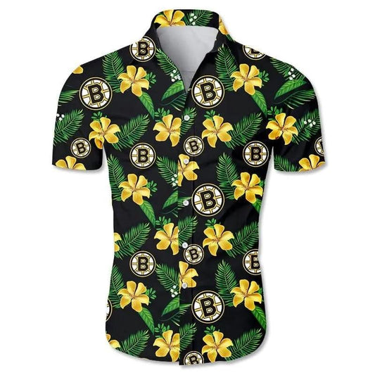 Boston Bruins Hawaiian Shirt Floral Button Up, NHL Hawaiian Shirt Moonbestprint
