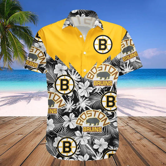 Boston Bruins Hawaiian Shirt Tropical Seamless- NHL, NHL Hawaiian Shirt Moonbestprint