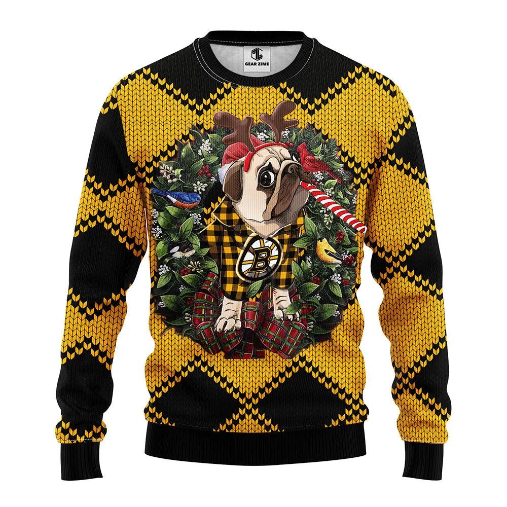 Boston Bruins Pub Dog Ugly Christmas Sweater, NHL Christmas Sweater Moonbestprint