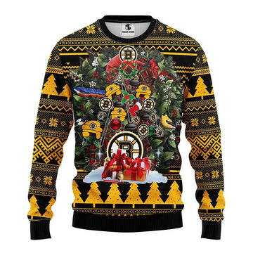 Boston Bruins Tree Ugly Christmas Sweater, NHL Christmas Sweater Moonbestprint
