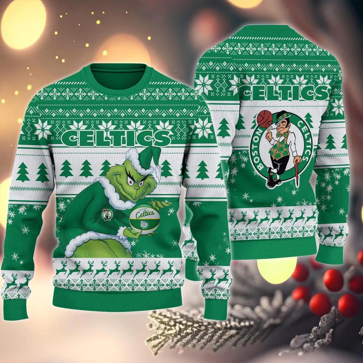Boston Celtics Grinch Stolen Ugly Christmas Sweater, NBA Chritsmas Sweater Moonbestprint
