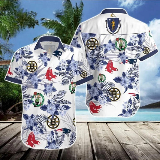 Boston Celtics New England Patriots Boston Bruins Hawaiian Shirt, NHL Hawaiian Shirt Moonbestprint