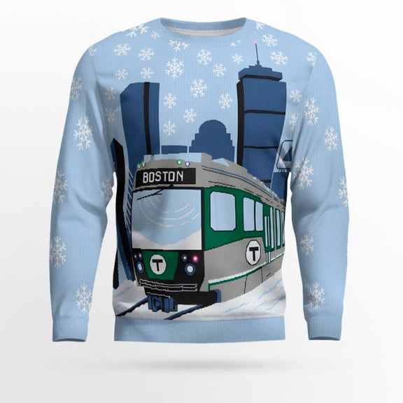 Boston MBTA Holiday Sweater 2025 (No Light Up) – Moonbestprint