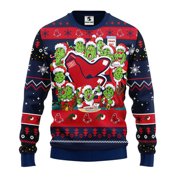 Boston Red Sox 12 Grinch Xmas Day Ugly Christmas Sweater, Grinch Xmas Sweater Moonbestprint