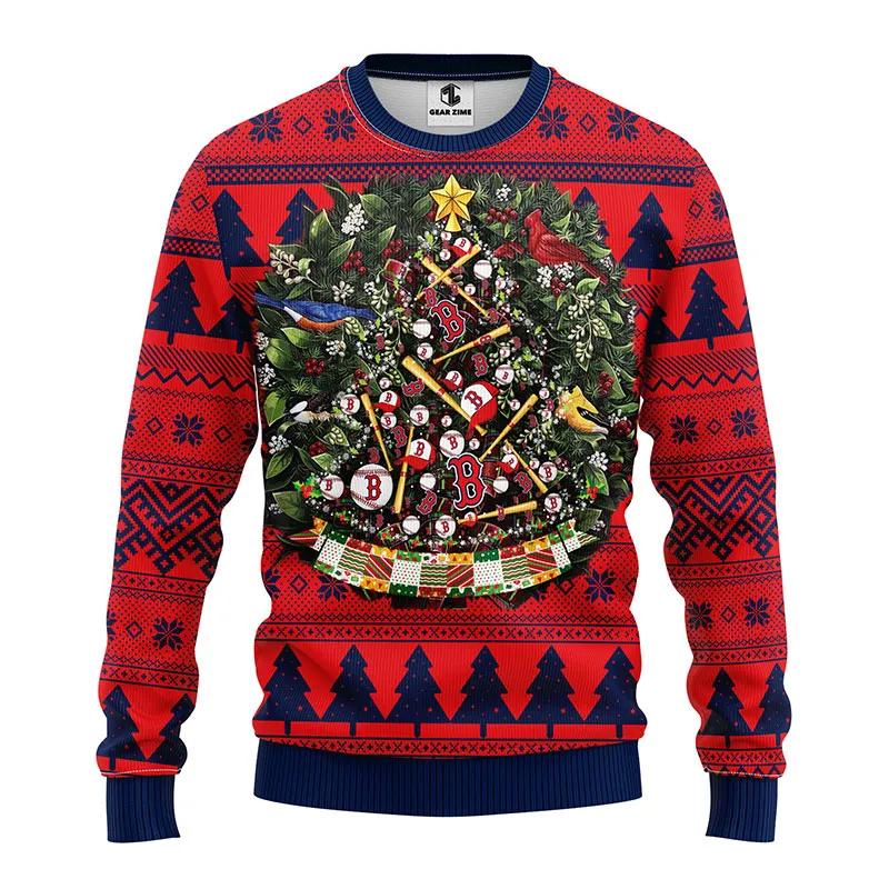 Boston Red Sox Christmas Tree Ugly Christmas Sweater, MLB Christmas Sweater Moonbestprint