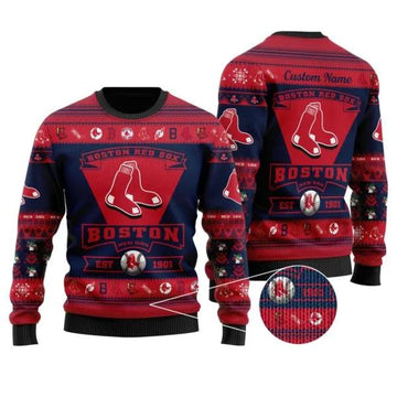 Boston Red Sox Custom MLB Christmas Ugly Sweater, MLB Christmas Sweater Moonbestprint