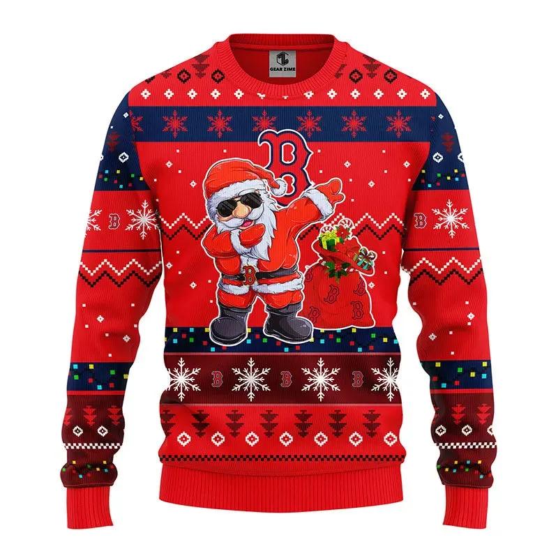 Boston Red Sox Dabbing Santa Claus Ugly Christmas Sweater, MLB Christmas Sweater Moonbestprint
