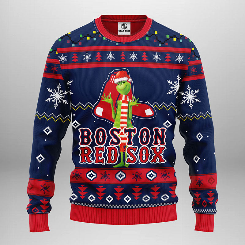 Boston Red Sox Grinch Ugly Christmas Sweater, Grinch Xmas Sweater Moonbestprint