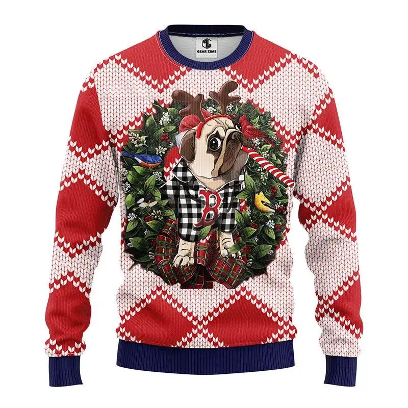 Boston Red Sox Pub Dog Ugly Christmas Sweater, MLB Christmas Sweater Moonbestprint