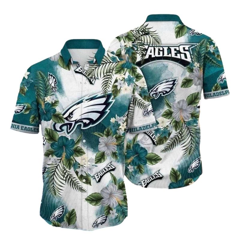 Botanical Wings Philadelphia Eagles Tropical Hawaiian Shirt - Moonbestprint