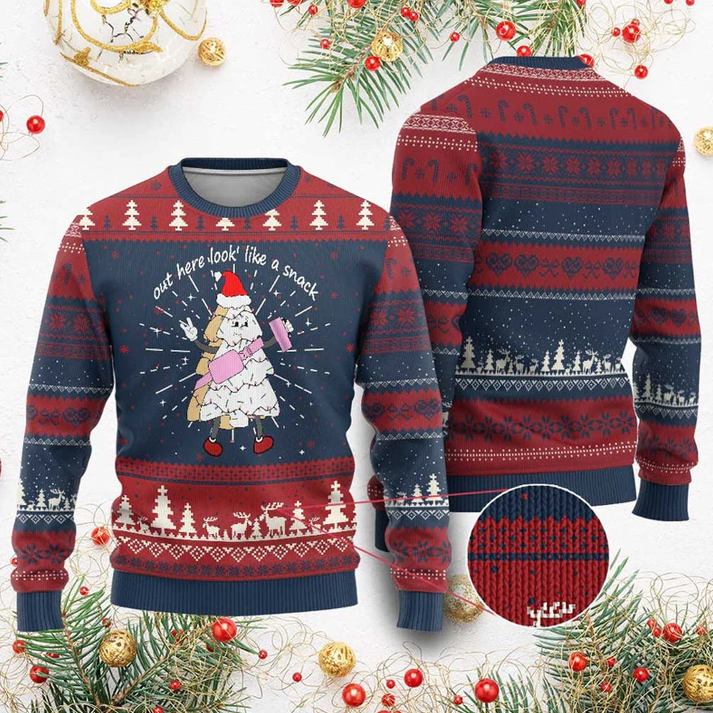 Boujee Tree Cake Out Here Lookin Like A Snack Ugly Christmas Sweater - Moonbestprint