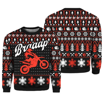Braaap Moto Red Version Ugly Christmas Sweater - Moonbestprint