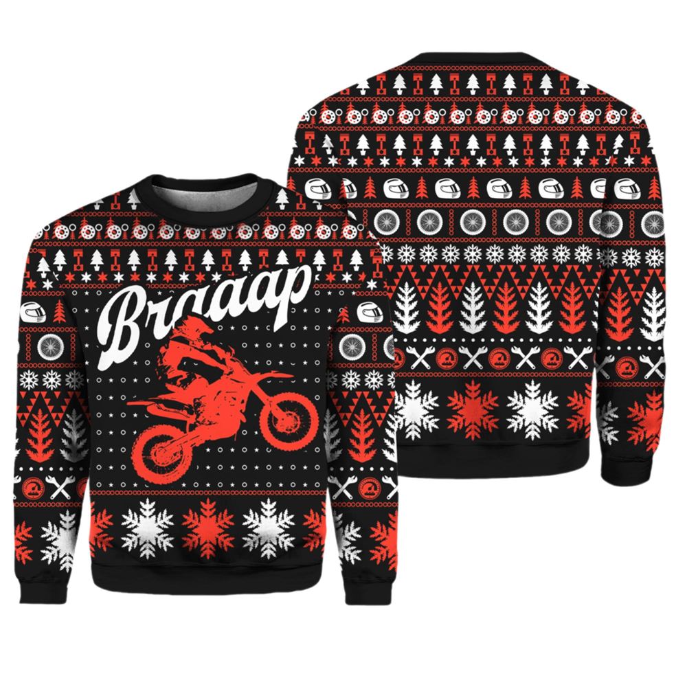 Braaap Moto Red Version Ugly Christmas Sweater - Moonbestprint