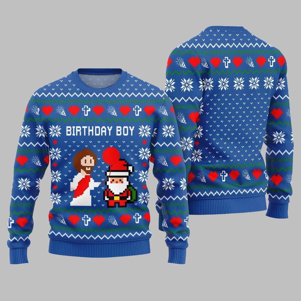 Brithday Boy Santa Jesus Ugly Sweater Christmas - Moonbestprint