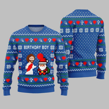 Brithday Boy Santa Jesus Ugly Sweater Christmas - Moonbestprint