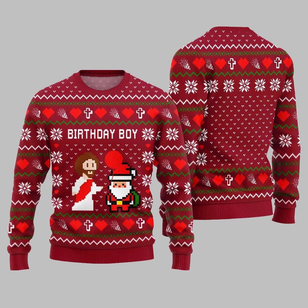 Brithday Boy Santa Jesus Ugly Sweater Christmas - Moonbestprint