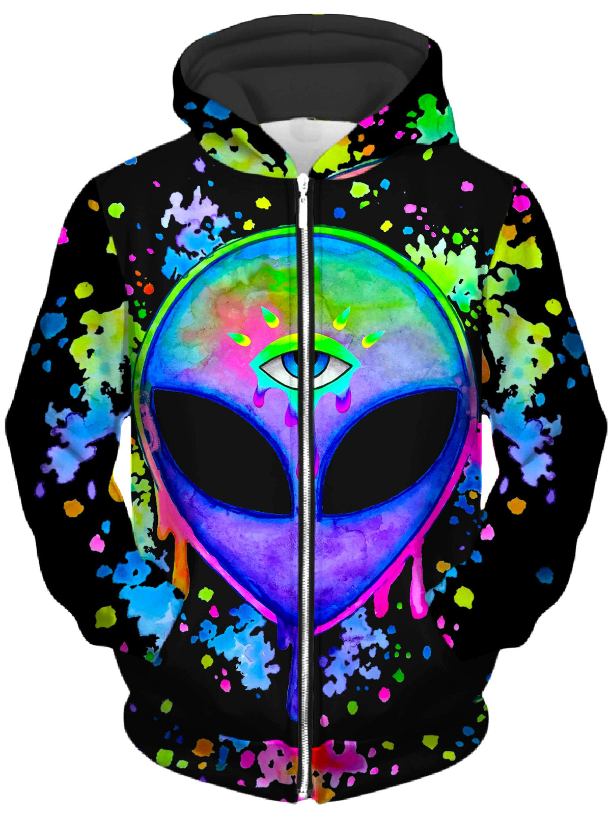 Splatter Alien Unisex Zip-Up Hoodie -Moonbestprint