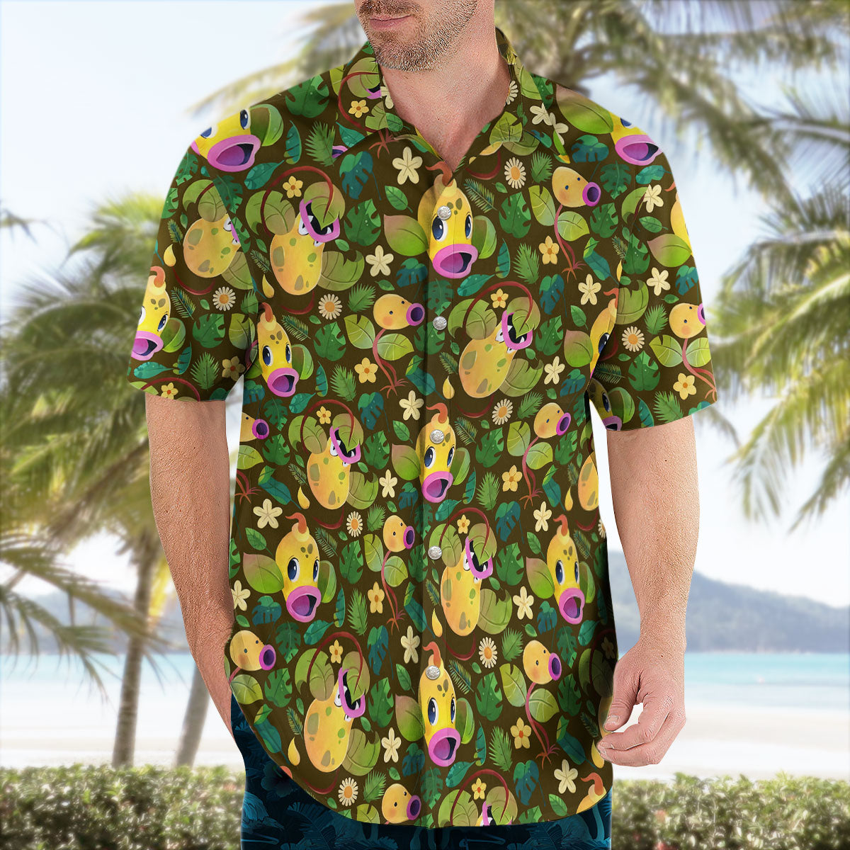 Brown Jungle Bellsprout Pokemon Hawaiian Shirt – Moonbestprint