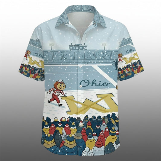 Brutus Buckeye Ohio Snow Michigan Rivalry Hawaiian Shirt - Moonbestprint