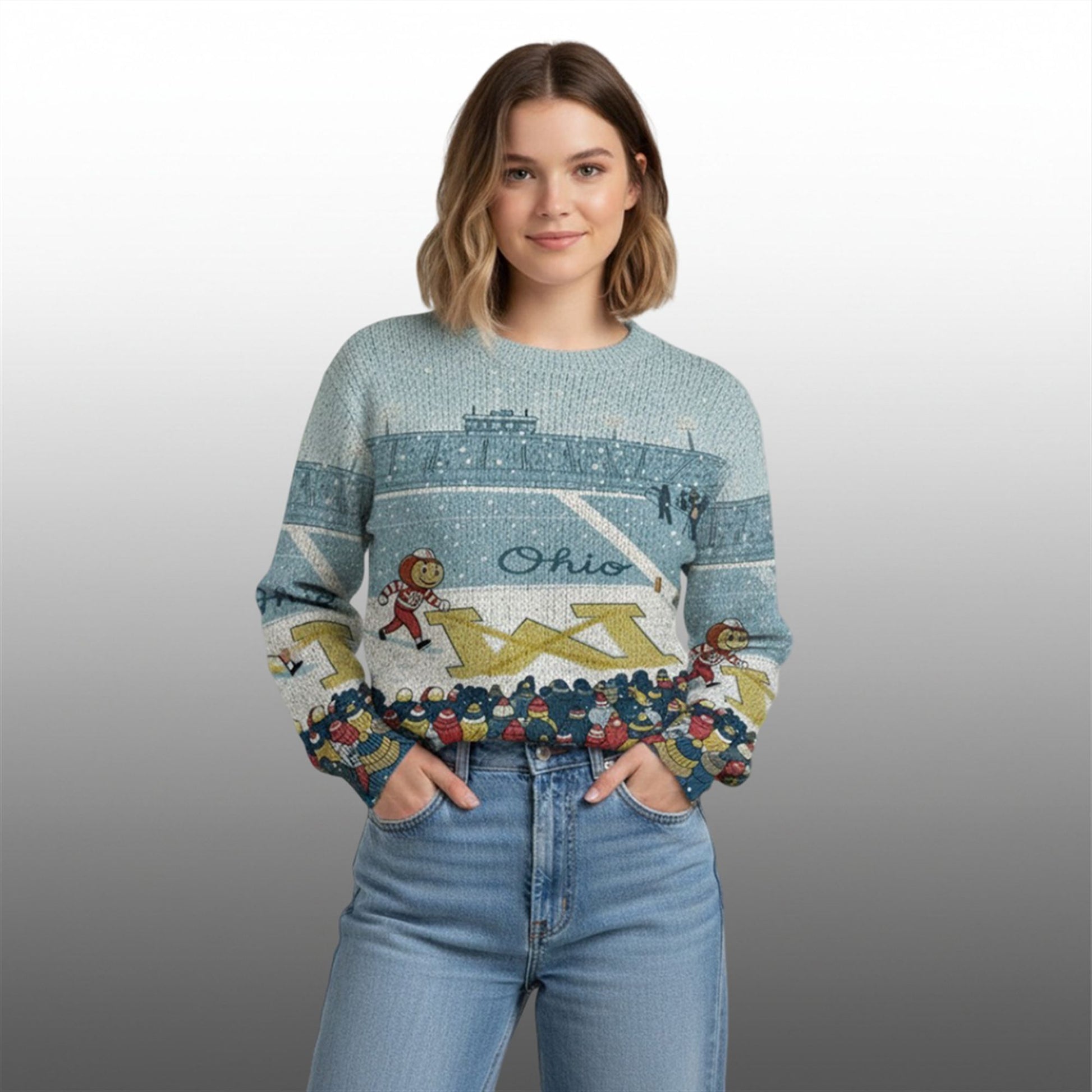 Brutus Buckeye Ohio Snow Michigan Ugly Christmas Sweater - Moonbestprint