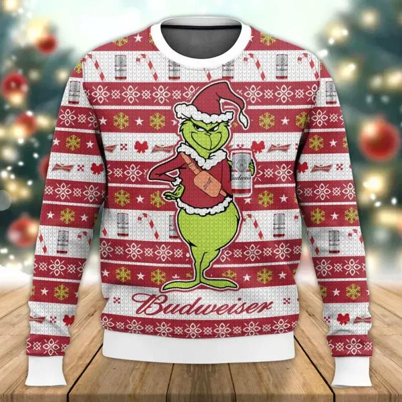 Budweiser Grinch Ugly Sweater, Grinch Holiday Sweater Moonbestprint