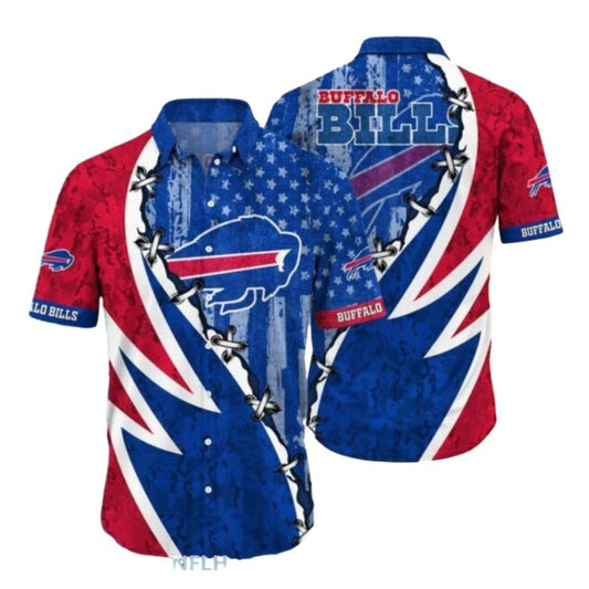Buffalo Bills American Flag And Lace Up Hawaiian Shirt - Moonbestprint