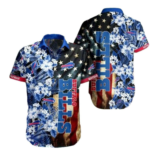 Buffalo Bills American Flag Floral Hawaiian Shirt - Moonbestprint